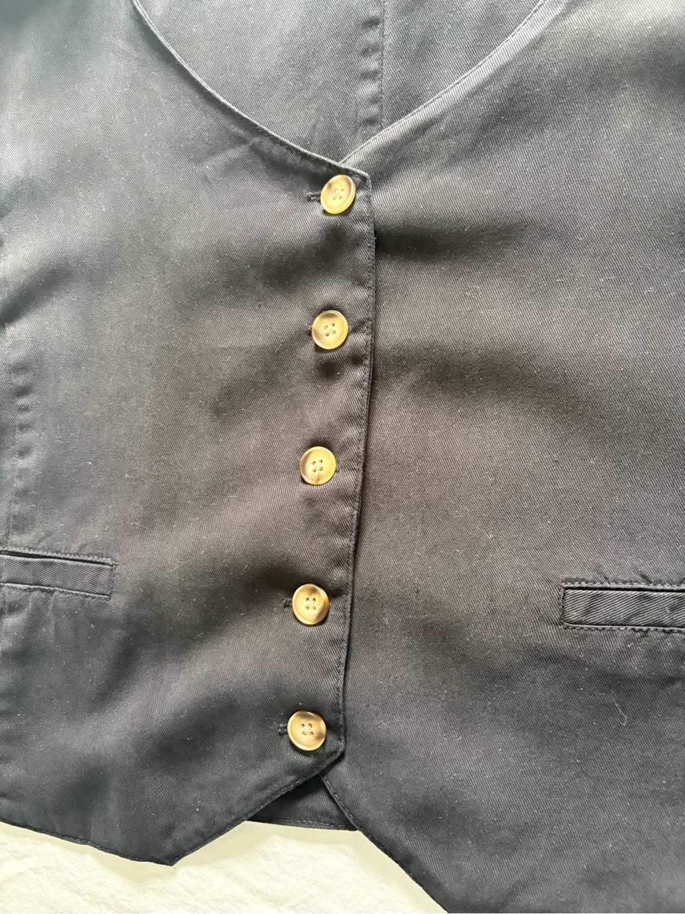 Tribal Structured Black Button Up Vest - 100% Lyocell - Size M - Picture 3 of 8